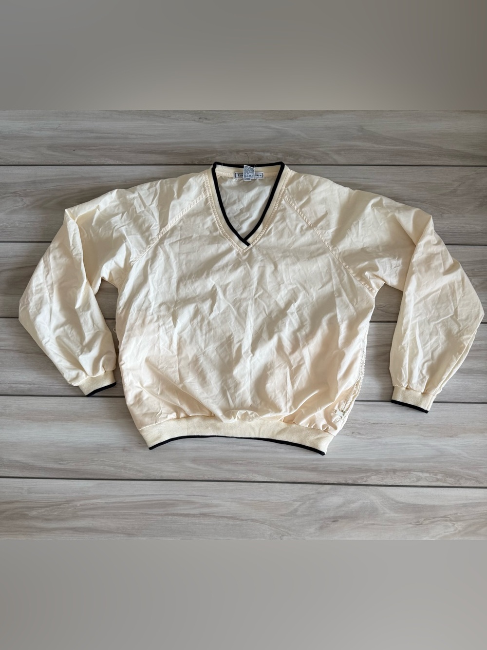 IZOD Club V-Neck Golf Windbreaker Pullover Cream Medium EUC